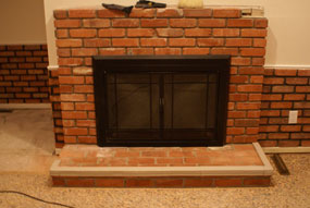 fireplace remodel before